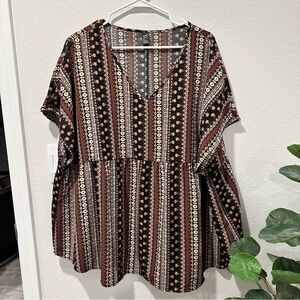 Emery Rose Babydoll Aztec Top